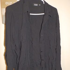 Thin black button up